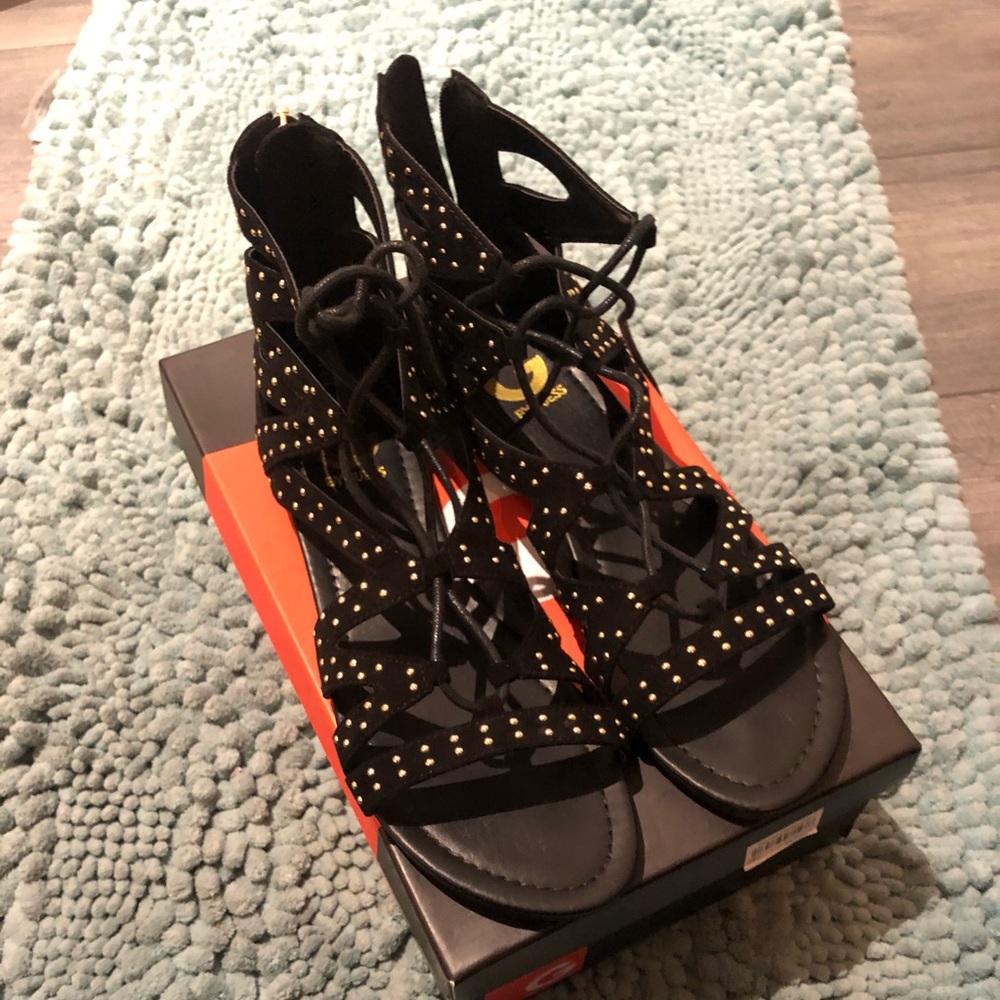 Guess - black and gold sandals